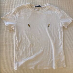 Brandy Melville White Tee with Yellow Lightning Bolts